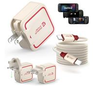 JSAUX Cargador USB C de 65W para Switch 2 (alimenta en Modo TV), con Conectores EU/UK y Cable de 2 m, Cargador de Viaje para ROG Xbox Ally, Steam Deck, ROG Ally, Smartphone, Tableta - Blanco Roto