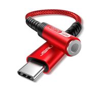 JSAUX Duradero Adaptador USB Tipo C a Jack 3.5 mm Auriculares, Adaptador USB C Jack para Samsung Galaxy S22/S21/S20/S20 FE, Xiaomi Mi 10/9/8, Huawei P40/P30/P20, Pixel 4/3/2 XL-Rojo