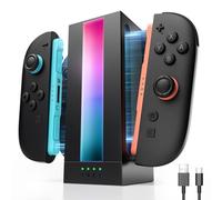 JSAUX EnergyFlow - Base de carga para Nintendo Switch 2 controladores JoyCon, estación de carga magnética RGB 4 en 1, indicador LED, accesorios JoyCon Switch2 con cable USB C de 1,5 m