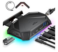 JSAUX Estación de Acoplamiento RGB para Steam Deck OLED, ROG Ally y Legion Go, Dock Portátil 12 en 1 con HDMI y DisplayPort 4K 120Hz, Ethernet Gigabit, USB C 3.2, USB A 3.2, SD TF, Jack 3,5 mm, Negro