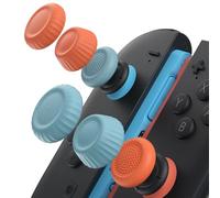 JSAUX Grips para Nintendo Switch 2 Joystick, Tapas para Palancas, Diseño Ergonómico, Agarre Mejorado, Cómodos y Duraderos, Cubiertas para JoyCon - Azul y Naranja, 3 Pares (6 Piezas)