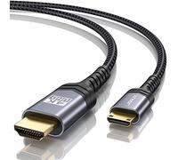 JSAUX Mini HDMI a HDMI Cable 4.5M [4K @ 60Hz, 18Gbps] Mini HDMI a HDMI Cable de Nylon Trenzado Soporte 4K, 1080P, 2K @ 120Hz, 3D, HDR, ARC Gris