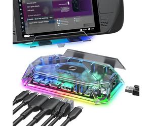 JSAUX RGB Docking Station Compatible con Steam Deck/ROG Ally/Legion Go, 12 en 1 Steam Deck Dock con 4K@120Hz HDMI & DisplayPort Gigabit Etherne USB-C 3.2 USB-A 3.2, Soporta VRR, ALLM, HDR - HB1201S