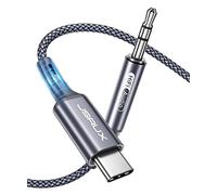 JSAUX USB C a Aux Cable 1M, USB Tipo C a 3.5mm Jack Audio Cable, Durable USB C Aux Cable para iPhone 15 Pro MAX, iPad Pro, Samsung Galaxy S24/S23/S22 Ultra, Huawei P40-gris