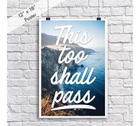 JSC424 This Too Shall Pass | 18 Pulgadas por 12 Pulgadas | inspiración Motivacional | Papel para póster Brillante Premium de 100 Libras