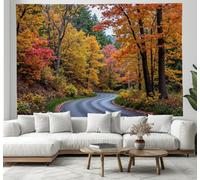 JSCWDET Camino Sinuoso Del Bosque - 230 x 180 cm Grande - Escena De Bosque Otoñal Murales Alfombra Tapiz Pared - Tapices Decorativo para Habitacion Dormitorio Salon