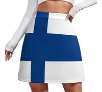 JSCWDET Falda Moderna para Mujer - Casual Y Elegante, Minifalda con Detalles De Expresión De La Identidad Y Bandera De Finlandia, Ideal para Oficina Y Vacaciones, S-4Xl, Finlandia