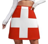 JSCWDET Falda Moderna para Mujer - Casual Y Elegante, Minifalda con Detalles De Expresión De La Identidad Y Bandera De Suiza, Ideal para Oficina Y Vacaciones, S-4Xl, Suiza