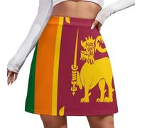 JSCWDET Falda Moderna para Mujer - Casual Y Elegante, Minifalda con Detalles De Expresión De La Identidad Y Bandera De Sri Lanka, Ideal para Oficina Y Vacaciones, S-4Xl, Sri Lanka