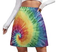 JSCWDET Falda Moderna para Mujer - Casual Y Elegante, Minifalda con Detalles De Tema De Arte Tie-Dye Y Patrón Remolino, Ideal para Oficina Y Vacaciones, S-4Xl, Verde