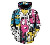JSCWDET Hombre Sudadera con Capucha, Funny 3D Avatares Personajes Dibujos Animados Impresa Hoodies con Bolsillo, Unisex Mujer Otoño E Invierno Manga Larga Pull-Over Tops Deportes Sweatshirt Capucha