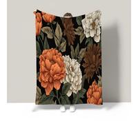 JSCWDET Manta De Forro Polar De Peonía Ilustración De Hoja,Ultra Suave, Acogedora, Decorativa, para Todas Las Estaciones,para El Hogar, Sofá Cama Silla Viaje,70×100 Cm,Color Naranja