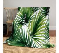 JSCWDET Manta para Sofá con Hojas De Palmera En Acuarela, Escena De Selva Tropical Manta para Cama De Franela Muy Suave Y Acogedora, 220×240 Cm Verde