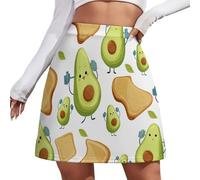 JSCWDET Minifalda Chic para Mujer - Elegante Y Sexy, Falda Ajustada con Lindo Aguacate Y Patrón De Dibujos Animados, Uso Diario Y Salidas, Tallas Grandes S-4Xl, Verde