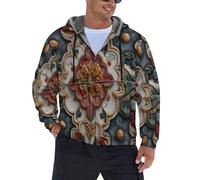 JSCWDET Sudaderas Con Capucha Para Hombre,Patrón De Azulejos Italianos Sudadera De Forro Polar Pesado Con Cremallera Completa, Estilo Art Déco Manga Larga Hombre Hoodie De Invierno