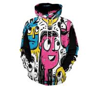 JSCWDET Unisex 3D Avatares Personajes Divertidos E Interesantes Gráfico Cordón Hoodie Bolsillos Sudadera con Capucha,Rosa Claro,4XL