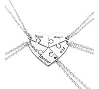 JSDDE Best Friends Forever and Ever BFF - Collar de plata con diseño de rompecabezas de corazón para amigos de 5