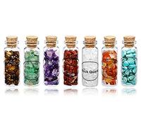 JSDDE Juego de 7 botellas de piedras con cristales de chakra, para equilibrar la meditación, decoración del hogar
