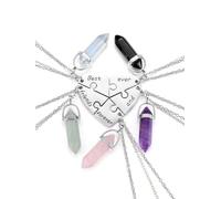 JSDDE Lot de 5 collares con colgante en forma de corazón de cristal grabado « Best Friends Forever and Ever », Cristal