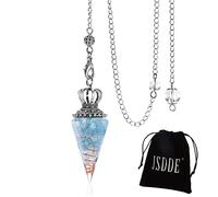 JSDDE Pendulum Vintage Pendulum Gradiente de Color Curación Colgante Colgante con Cadena para Reiki Sanación Meditación Yoga Adivinación (aguamarina)