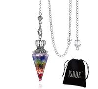 JSDDE Pendulum Vintage Pendulum Gradiente de Color Curación Colgante Colgante con Cadena para Reiki Sanación Meditación Yoga Adivinación (Chakra)
