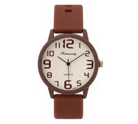 JSDDE - Reloj analógico para mujer, cuarzo, con esfera y gran tamaño digital, relojes de mujer, correa de silicona para mujeres y niñas, marrón