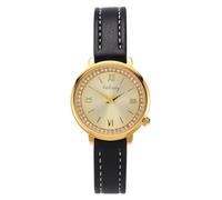 JSDDE - Reloj de pulsera para mujer, de cuarzo, de piel, retro, analógico, cuarzo, esfera redonda, brillante, números romanos, reloj de vestir vintage, caja de oro para muñeca fina, elegante