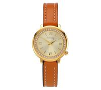 JSDDE - Reloj de pulsera para mujer, de cuarzo, de piel, retro, analógico, cuarzo, esfera redonda, brillante, números romanos, reloj de vestir vintage, caja de oro para muñeca fina, elegante