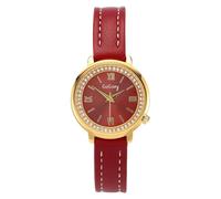 JSDDE - Reloj de pulsera para mujer, de cuarzo, de piel, retro, analógico, cuarzo, esfera redonda, brillante, números romanos, reloj de vestir vintage, caja de oro para muñeca fina, elegante