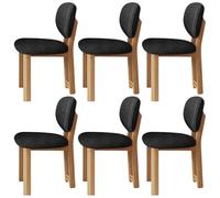 JSDMBD Sillas Comedor Pack 2 4 6 Patas De Madera Maciza, Cojín De Asiento Suave Y Cómodo, Respaldo Curvo, Adecuado para Varios Restaurantes Y Cocinas Domésticas. Wooden Leg + Black Velvet 6 pcs