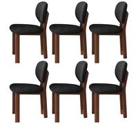 JSDMBD Sillas Comedor Pack 2 4 6 Patas De Madera Maciza, Cojín De Asiento Suave Y Cómodo, Respaldo Curvo, Adecuado para Varios Restaurantes Y Cocinas Domésticas. Walnut Leg + Black Velvet 6 pcs