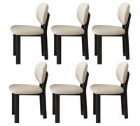 JSDMBD Sillas Comedor Pack 2 4 6 Patas De Madera Maciza, Cojín De Asiento Suave Y Cómodo, Respaldo Curvo, Adecuado para Varios Restaurantes Y Cocinas Domésticas. Black Leg + White Velvet 6 pcs