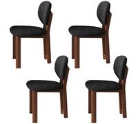 JSDMBD Sillas Comedor Pack 2 4 6 Patas De Madera Maciza, Cojín De Asiento Suave Y Cómodo, Respaldo Curvo, Adecuado para Varios Restaurantes Y Cocinas Domésticas. Walnut Leg + Black Velvet 4 pcs
