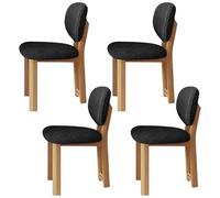 JSDMBD Sillas Comedor Pack 2 4 6 Patas De Madera Maciza, Cojín De Asiento Suave Y Cómodo, Respaldo Curvo, Adecuado para Varios Restaurantes Y Cocinas Domésticas. Wooden Leg + Black Velvet 4 pcs