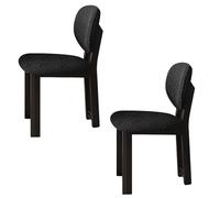 JSDMBD Sillas Comedor Pack 2 4 6 Patas De Madera Maciza, Cojín De Asiento Suave Y Cómodo, Respaldo Curvo, Adecuado para Varios Restaurantes Y Cocinas Domésticas. Black Leg + Black Velvet 2 pcs