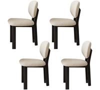 JSDMBD Sillas Comedor Pack 2 4 6 Patas De Madera Maciza, Cojín De Asiento Suave Y Cómodo, Respaldo Curvo, Adecuado para Varios Restaurantes Y Cocinas Domésticas. Black Leg + White Velvet 4 pcs