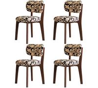 JSDMBD Sillas Comedor Pack 2 4 6 Sillas Cojín De Asiento Cómodo, Respaldo Suave, Patas De Madera Maciza, Adecuado para Varios Restaurantes Y Hogares. Walnut Legs + Floral Pattern 4 pcs