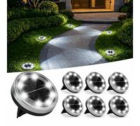 Jsdoin 6 lámparas solares de suelo para exteriores, 8 luces LED solares, resistentes al agua, lámpara de jardín, lámpara solar de acero inoxidable para camino,terraza, exterior