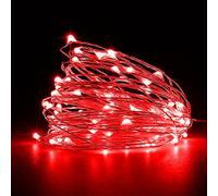 Jsdoin Cadena de Luces,5M 50 LED Guirnalda Luces, para Navidad, Habitacion, Fiesta, Jardín, Bodas, Compleaños Luces interior de Hadas (Rojo, 2 Pieza 5M50Leds)