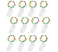 Jsdoin Cadena de Luces con Pilas, 20 LEDs 2M Alambre de Cobre Guirnaldas Luces Micro,Interior, Exterior, Boda, Fiesta de Navidad (Multicolor, 12 Piezas)