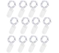 Jsdoin Cadena de Luces con Pilas, 20 LEDs 2M Alambre de Cobre Guirnaldas Luces Micro,Interior, Exterior, Boda, Fiesta de Navidad (Blanco frío, 12 Piezas)