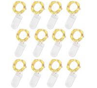 Jsdoin Cadena de Luces con Pilas, 20 LEDs 2M Alambre de Cobre Guirnaldas Luces Micro,Interior, Exterior, Boda, Fiesta de Navidad (Blanco Cálido, 12 Piezas)