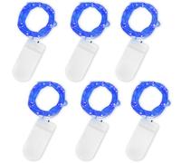 Jsdoin Cadena de Luces con Pilas, 20 LEDs 2M Alambre de Cobre Guirnaldas Luces Micro,Interior, Exterior, Boda, Fiesta de Navidad (Azul, 6 Piezas)