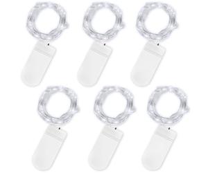 Jsdoin Cadena de Luces con Pilas, 20 LEDs 2M Alambre de Cobre Guirnaldas Luces Micro,Interior, Exterior, Boda, Fiesta de Navidad (Blanco frío, 6 Piezas)