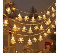 Jsdoin Cadena de luces LED con batería, 6M 40LED Luces de Hada de Navidad Guirnalda Luces Copo de Nieve decorativas para interiores y exteriores, dormitorio,boda, fiesta,San Valentín, Navidad Light