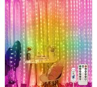 Jsdoin Cortina Luces,3.6 x 3M con Control Remoto 8 Modos de USB Cortina de Luces Navidad Exterior,360 LED Cortina LED Decoración para Navidad Jardín Habitación Cortina (Multicolor)