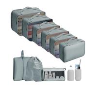 Jsdoin Cubos de embalaje para maleta, 11 cubos de equipaje de viaje para mochila, bolsas organizadoras de maletas esenciales de viaje impermeables, accesorios de viaje (gris)