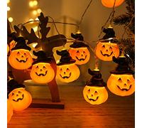 Jsdoin - Guirnalda de luces de calabaza para Halloween, funciona con pilas, decoración de Halloween, 5M, 20 LED para fiestas de Halloween, decoración de festivales