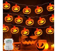 Jsdoin Halloween-luz-cuerda, 6M 40LED Kürbis-luz-cuerda-batería al aire libre brillante y parpadeante, IP65 impermeable batería caja fiesta de Halloween, Zombie-fiesta temática