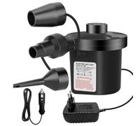 Jsdoin Inflador Electrico, Bomba de Aire Eléctrica Portátil, 240V AC / 12V DC Inflador Colchon Hinchable,Deflactor para Piscinas, Barcos, Juguetes Hinchable o Camping, con 3 Accesorios